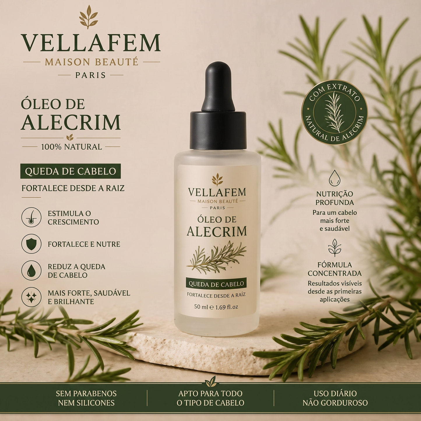 Óleo de Alecrim™️ - Reduz a Queda e Estimula o Crescimento.
